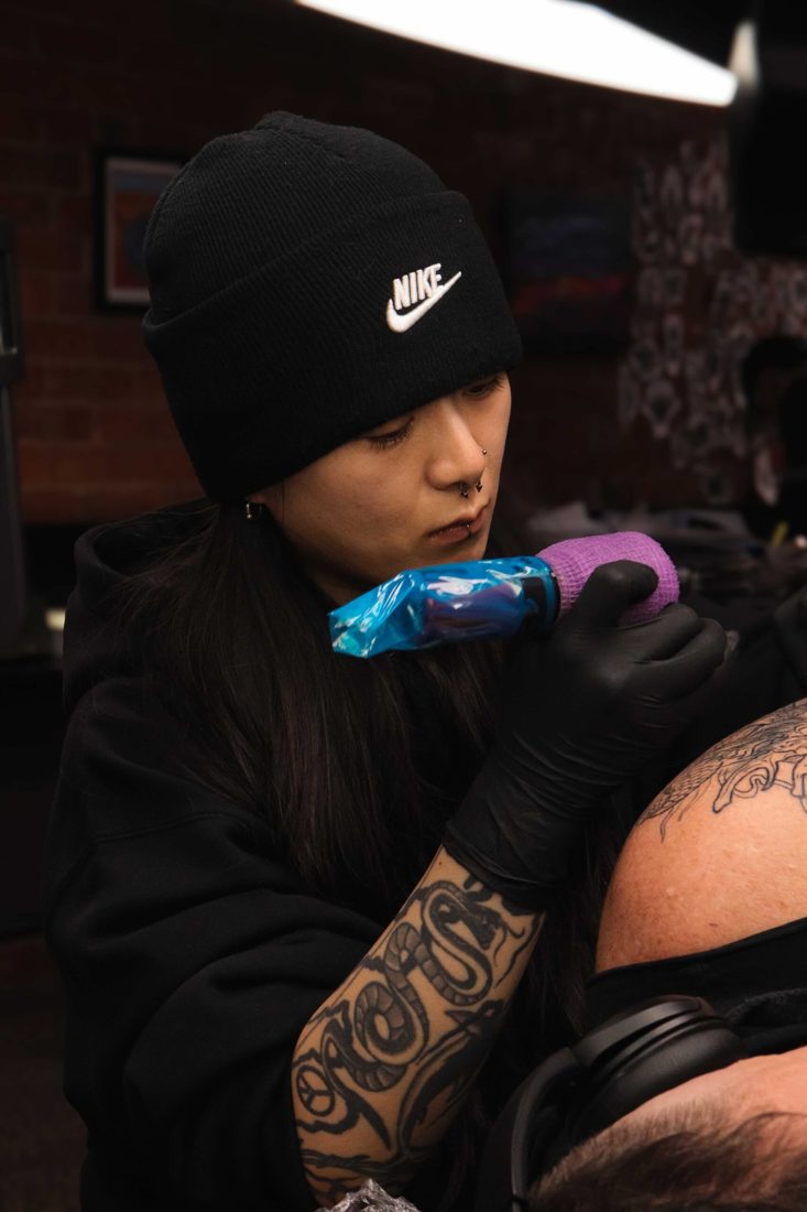 Woody tattooing at Victims of Ink in South Yarra